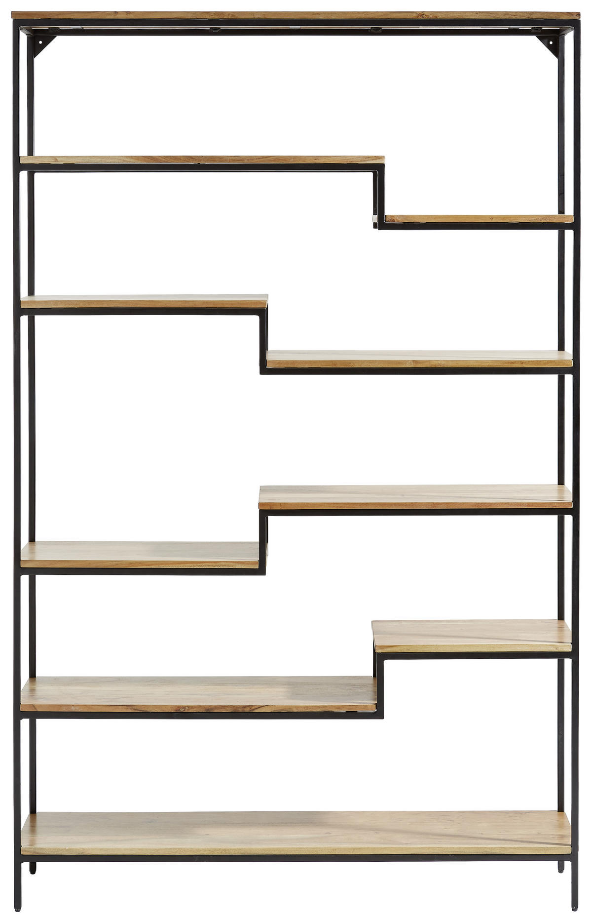 REGAL Akazie Hartholz Naturfarben, Schwarz  - Schwarz/Naturfarben, Design, Holz/Metall (120/190/30cm) - Carryhome