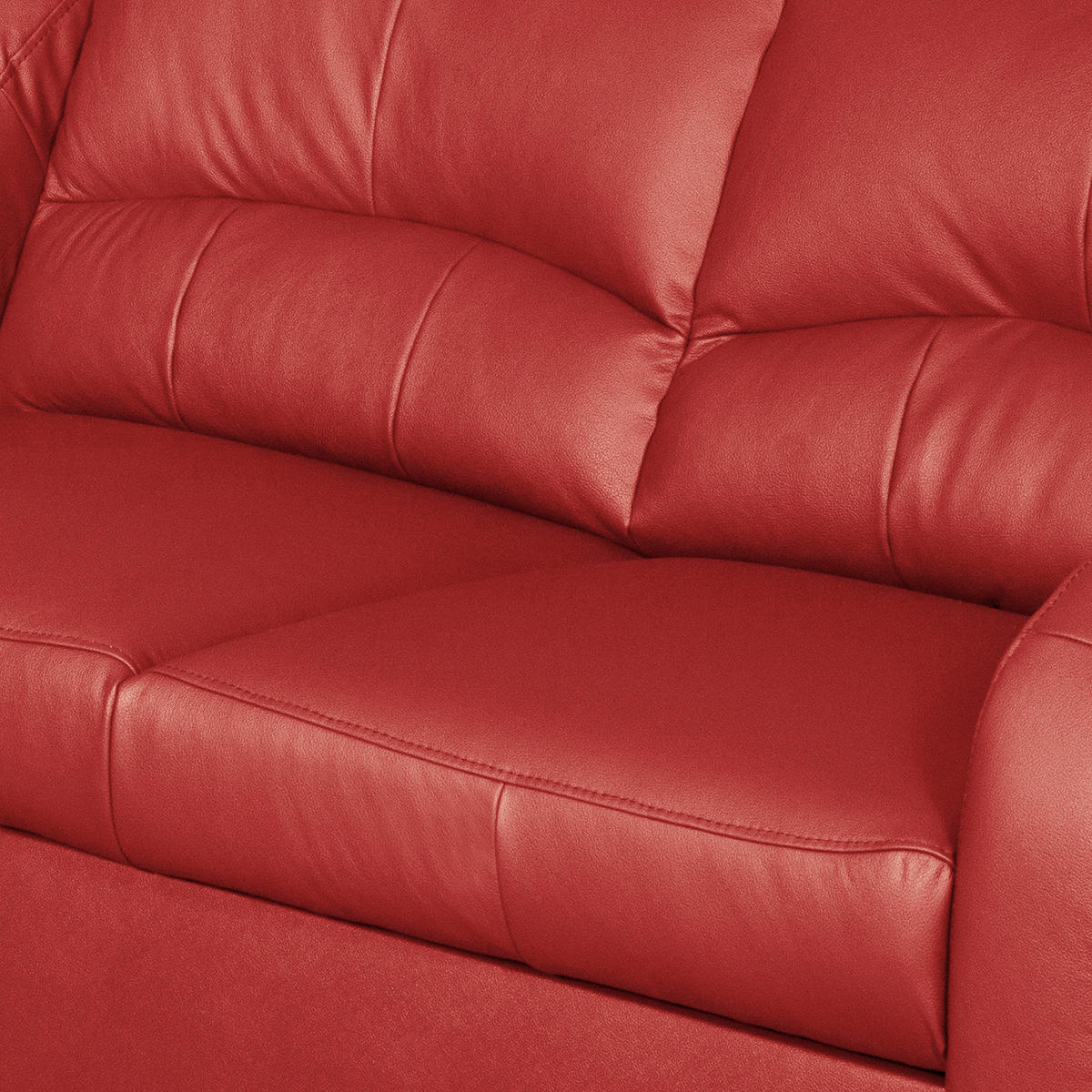 ECKSOFA in Lederlook Echtleder Rot  - Rot/Schwarz, Design, Leder/Kunststoff (168/227cm) - Livetastic