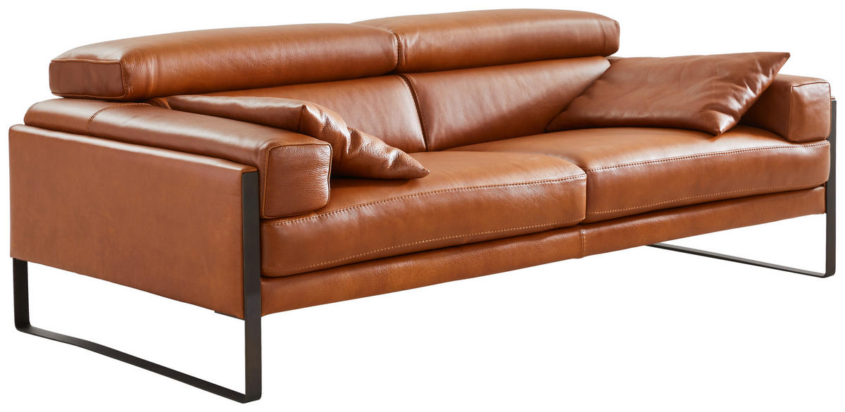 SOFA SA 2,5 SEDIŠTA 202/67/105 cm , tamnobraon  - tamnobraon, Dizajnerski, koža/metal (202/67/105cm) - Calia Italia
