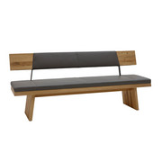 SEDACÍ LAVICE, dřevo, kompozitní dřevo, kov, kůže, barvy dubu, šedá - šedá/barvy dubu, Natur, kov/dřevo (207/90/57cm) - Voglauer