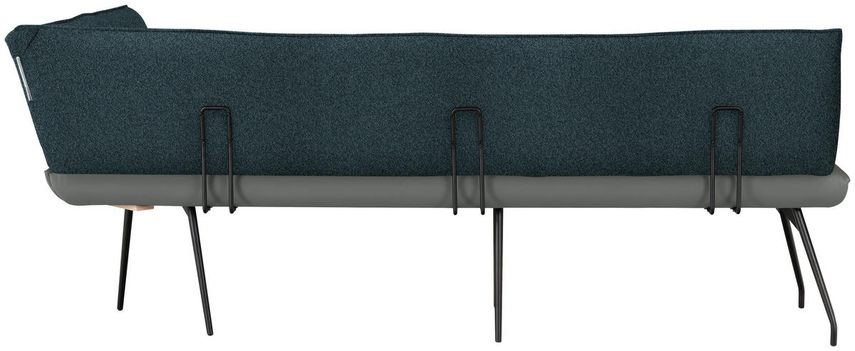 ECKBANK 225/165 cm  in Graublau  - Graublau/Schwarz, Design, Textil/Metall (225/165cm) - Moderano
