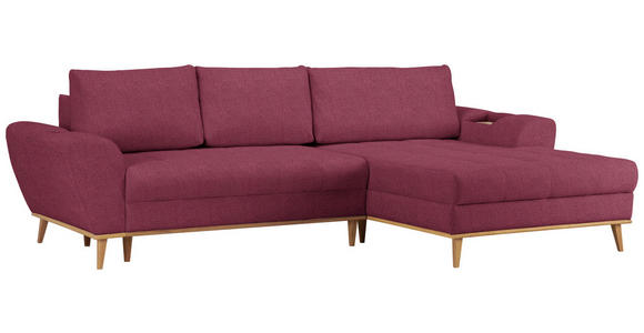 ECKSOFA in Webstoff Dunkelrot  - Eichefarben/Creme, Design, Holz/Textil (282/175cm) - Carryhome