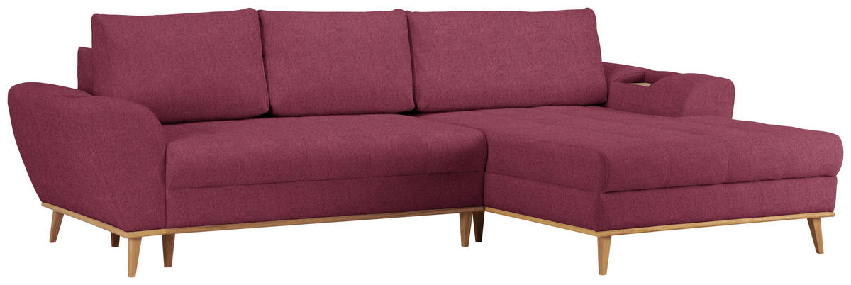 ECKSOFA in Webstoff Dunkelrot  - Eichefarben/Creme, Design, Holz/Textil (282/175cm) - Carryhome