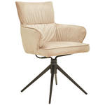 ARMLEHNSTUHL  in Eisen Velours  - Creme/Schwarz, Design, Textil/Metall (58/91/62cm) - Dieter Knoll