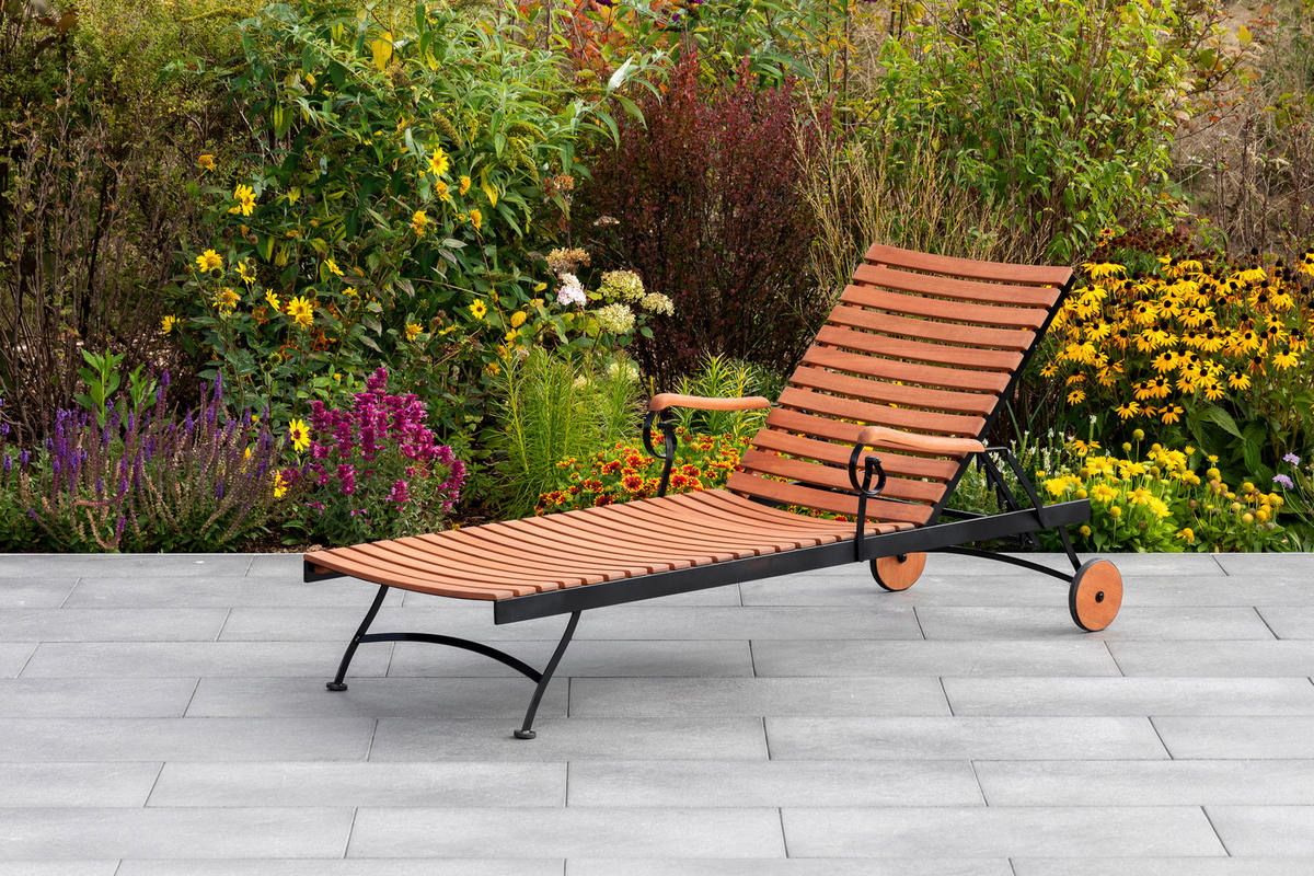 GARTENLIEGE 65/31,5/195 cm  - Graphitfarben/Naturfarben, KONVENTIONELL, Holz/Textil (65/31,5/195cm) - Gardenson