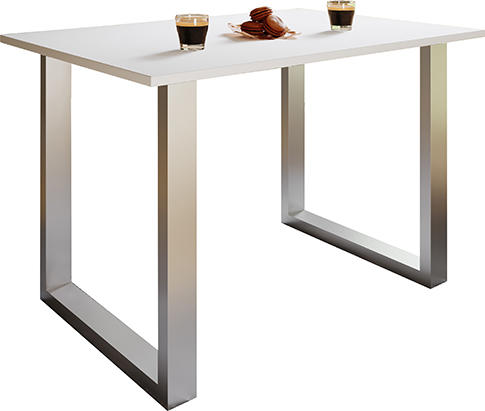 ESSTISCH Silberfarben, Weiß  - Silberfarben/Weiß, Basics, Holzwerkstoff (140/80/76cm) - MID.YOU