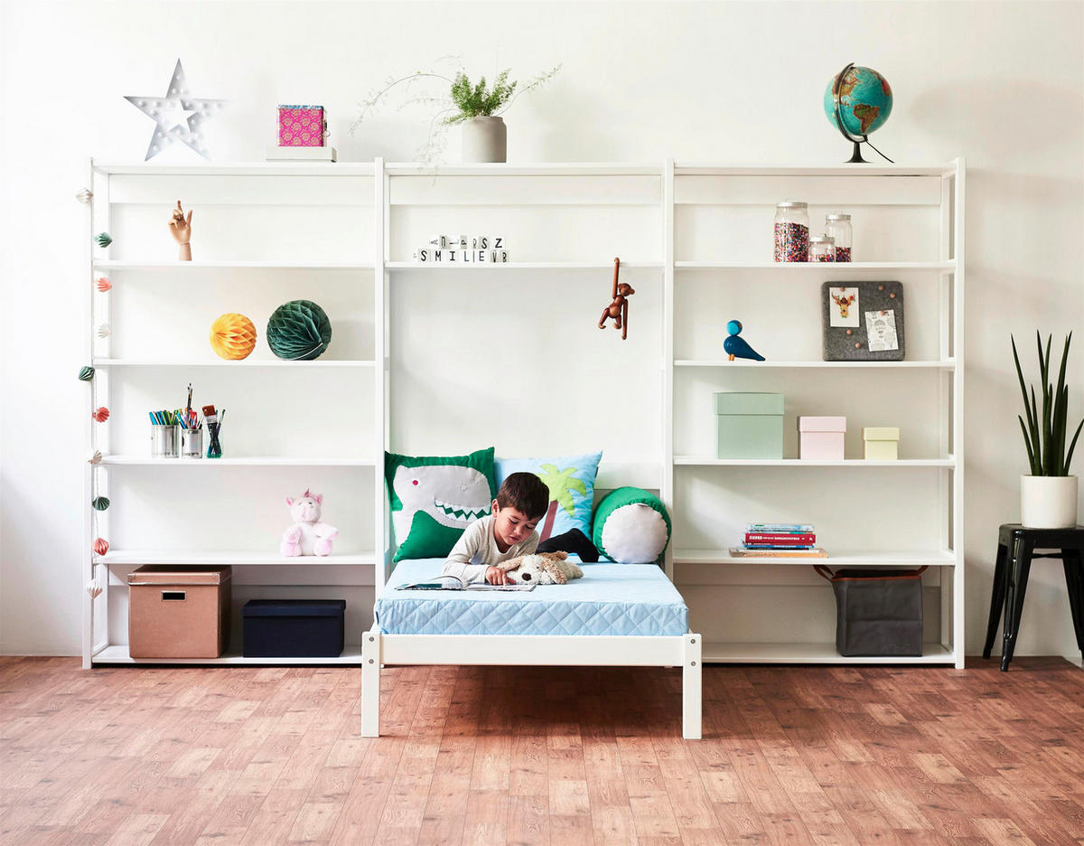 BETT 90/200 cm  in Weiß  - Naturfarben/Weiß, MODERN, Holz (90/200cm) - MID.YOU