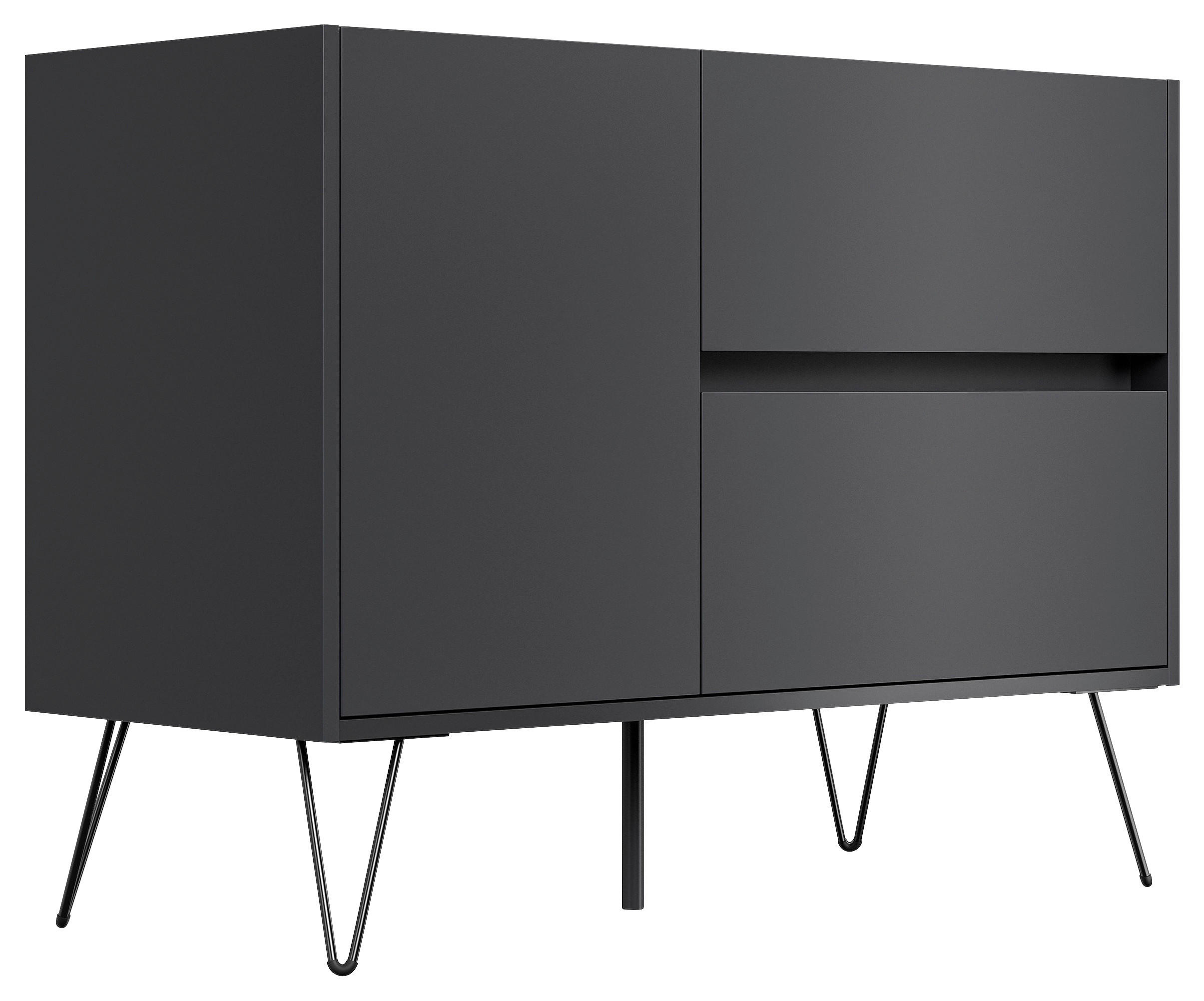 Mid.you Sideboard Posseik Industrial Graphit, Eiche 99x75.8x42 cm