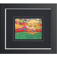 BILD Friedensreich Hundertwasser Architektur Irinaland über dem Balkon  - Multicolor/Schwarz, Basics, Papier (38,5/43cm)