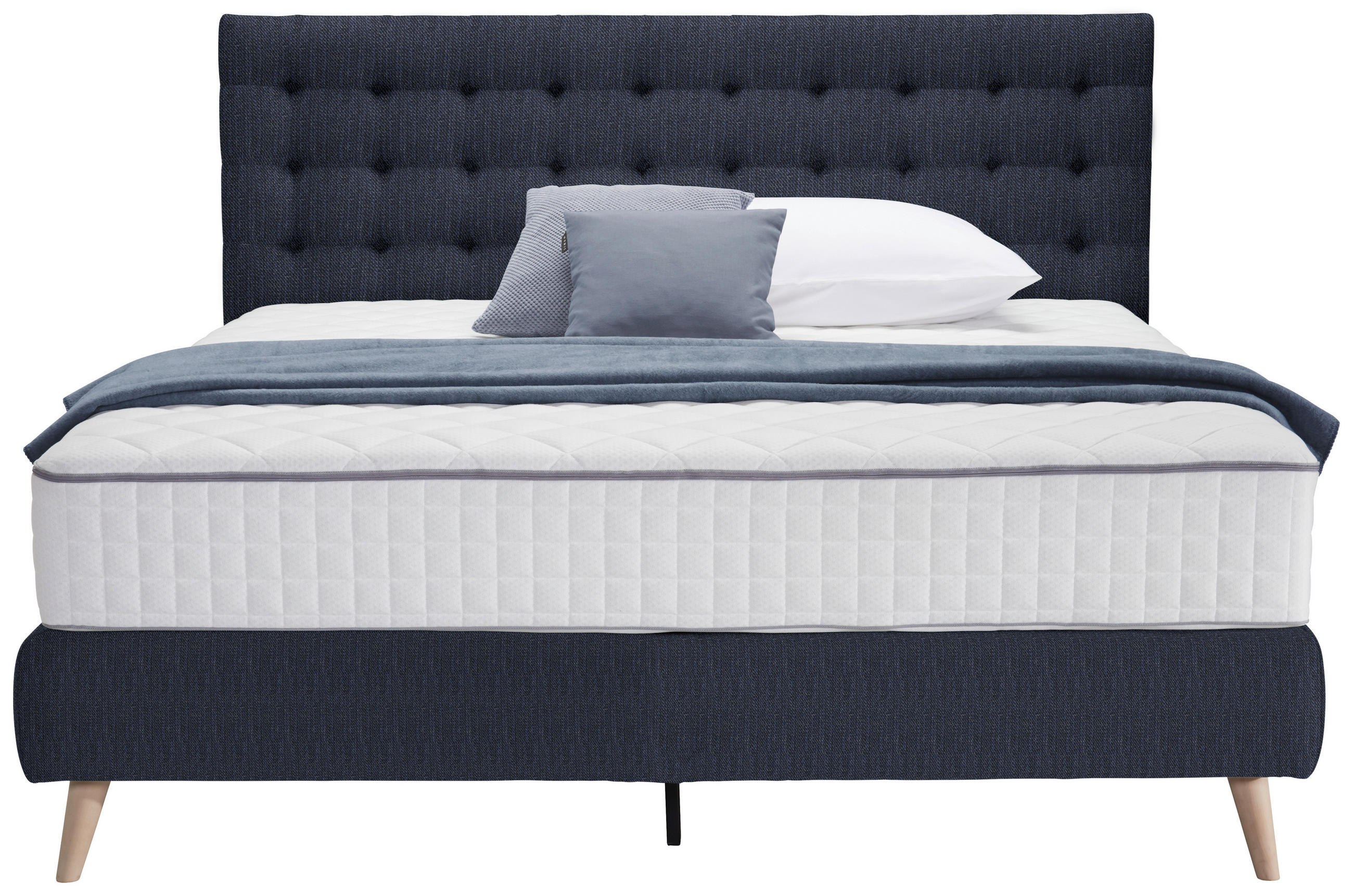 BOXSPRINGBETT 120/200 cm  in Dunkelblau  - Dunkelblau, Design, Holz/Textil (120/200cm) - Welnova