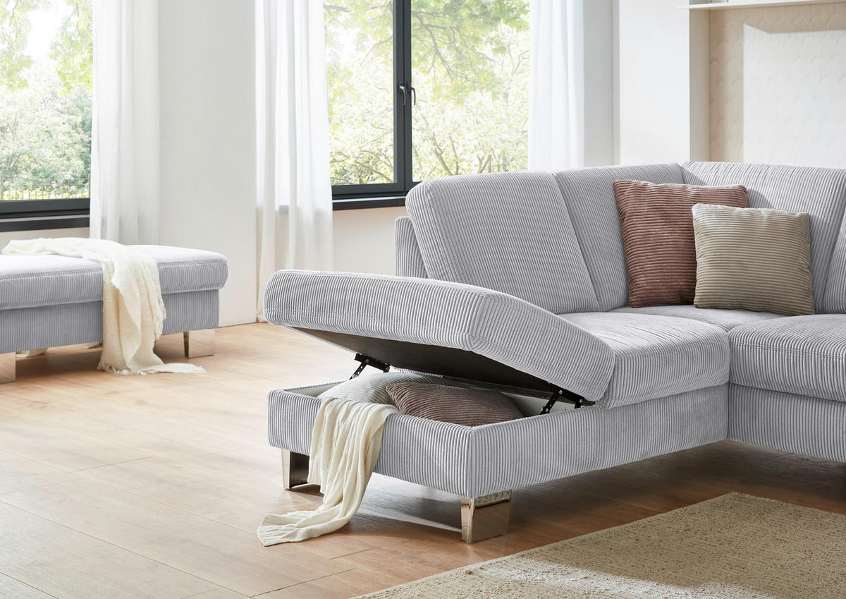 HÖRNSOFFA i manchester ljusgrå  - stålfärgad/ljusgrå, Klassisk, metall/textil (200/248cm) - Beldomo System