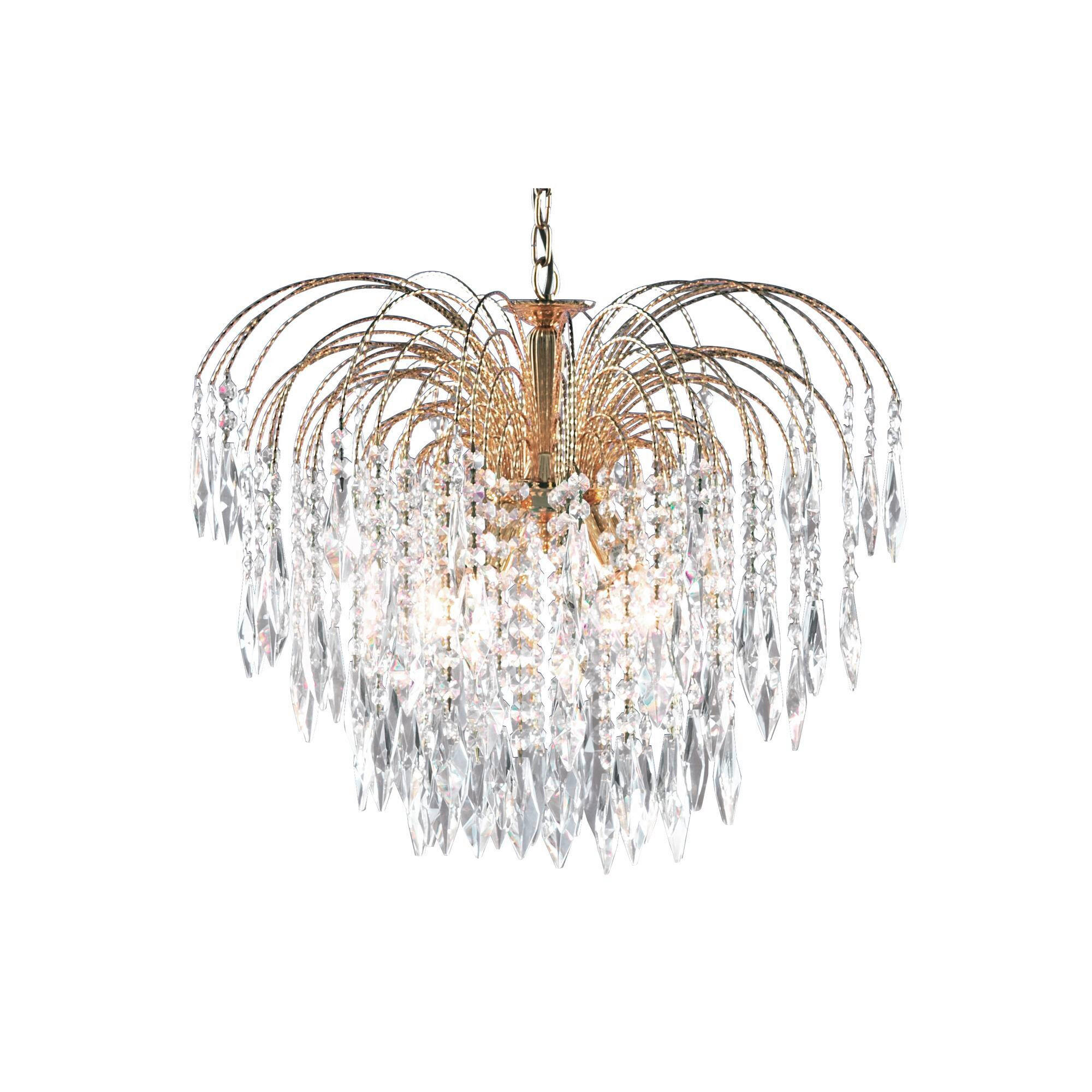 Searchlight Kristall-Hängeleuchte Waterfall Gold 98 cm