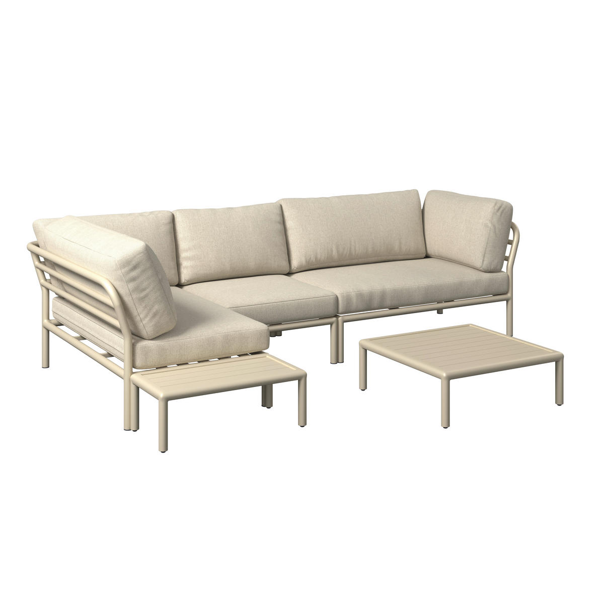 LOUNGEGARNITUR 169/289 cm Aluminium  - Sandfarben/Beige, Design, Textil/Metall (169/289cm) - Amatio