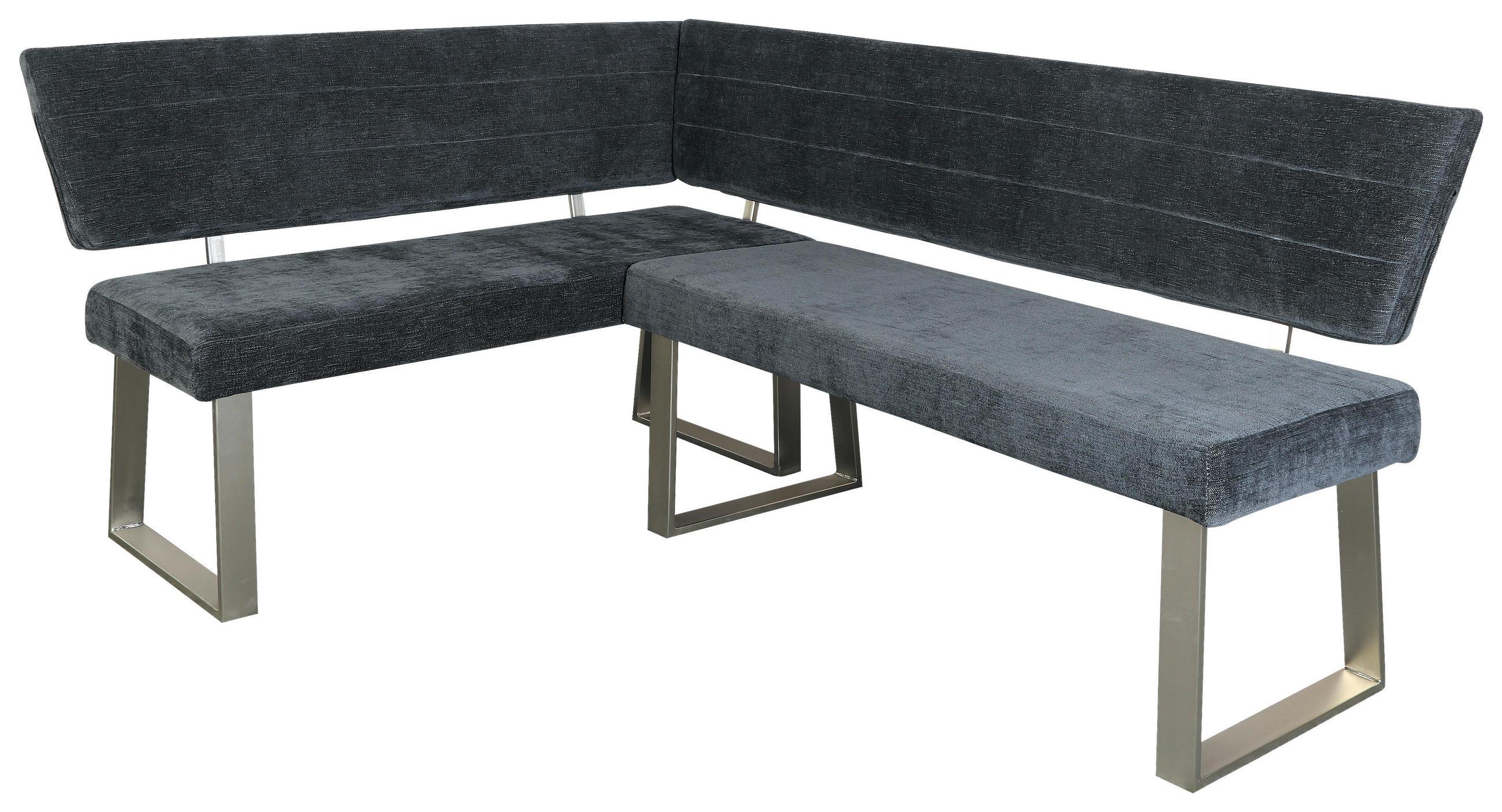 ECKBANK 142,5/187 cm Webstoff Dunkelgrau   - Dunkelgrau/Nickelfarben, MODERN, Textil/Metall (142,5/187cm) - MID.YOU