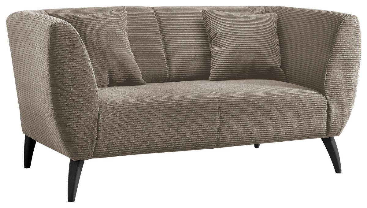 2-SITZER-SOFA in Cord Graubraun  - Graubraun/Schwarz, Modern, Holz/Textil (172/83/88cm) - MID.YOU