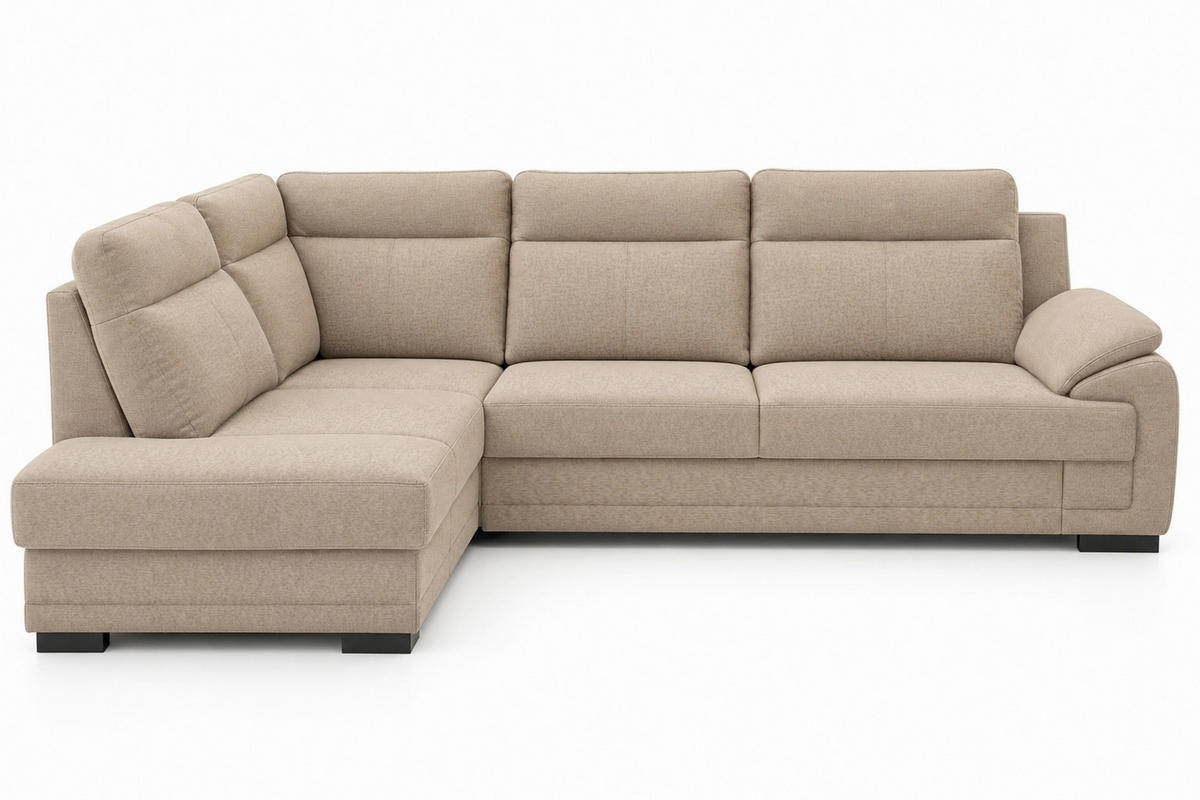 ECKSOFA ALTONA in Flachgewebe Cappuccino  - Schwarz/Cappuccino, Basics, Holz/Holzwerkstoff (272/207cm) - MID.YOU