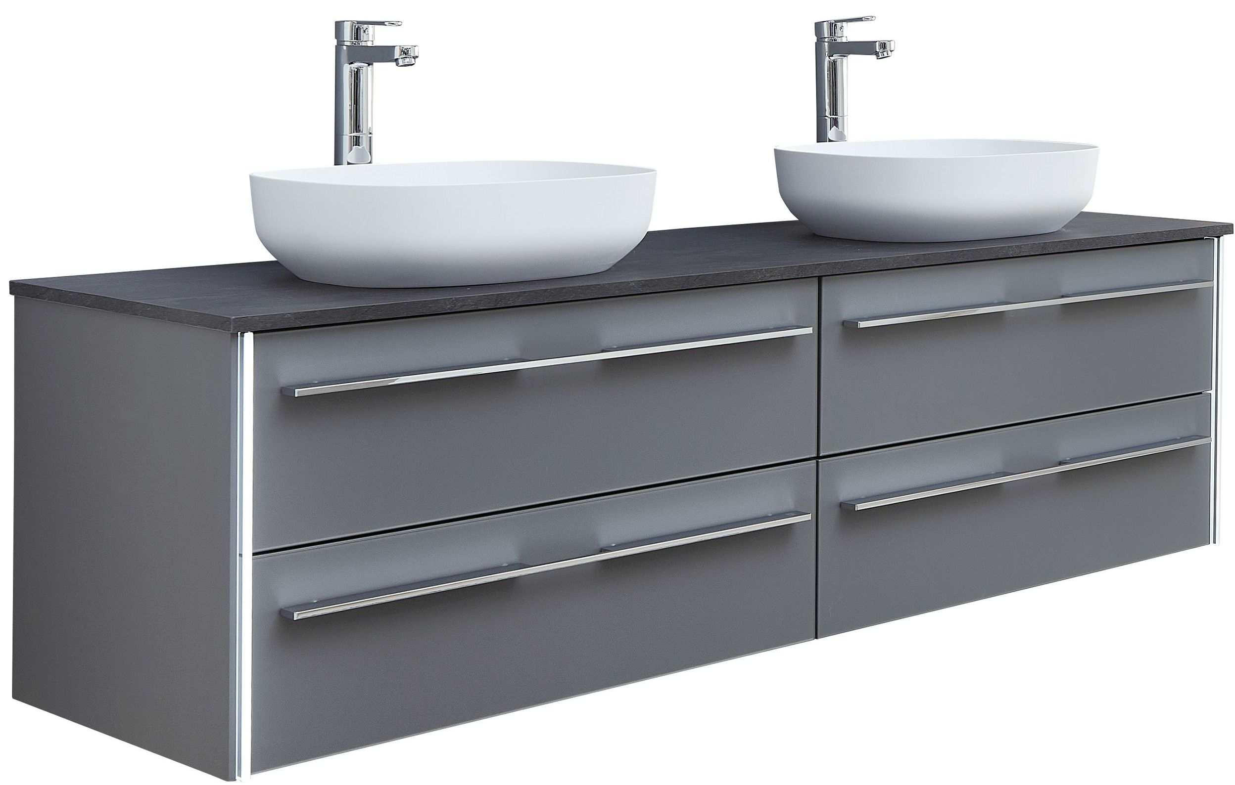 WASCHTISCHKOMBI 174 cm  - Chromfarben/Dunkelgrau, Design, Glas/Holzwerkstoff (174cm) - Leonardo Living