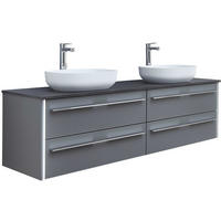 WASCHTISCHKOMBI 174 cm  - Chromfarben/Dunkelgrau, Design, Glas/Holzwerkstoff (174cm) - Leonardo Living