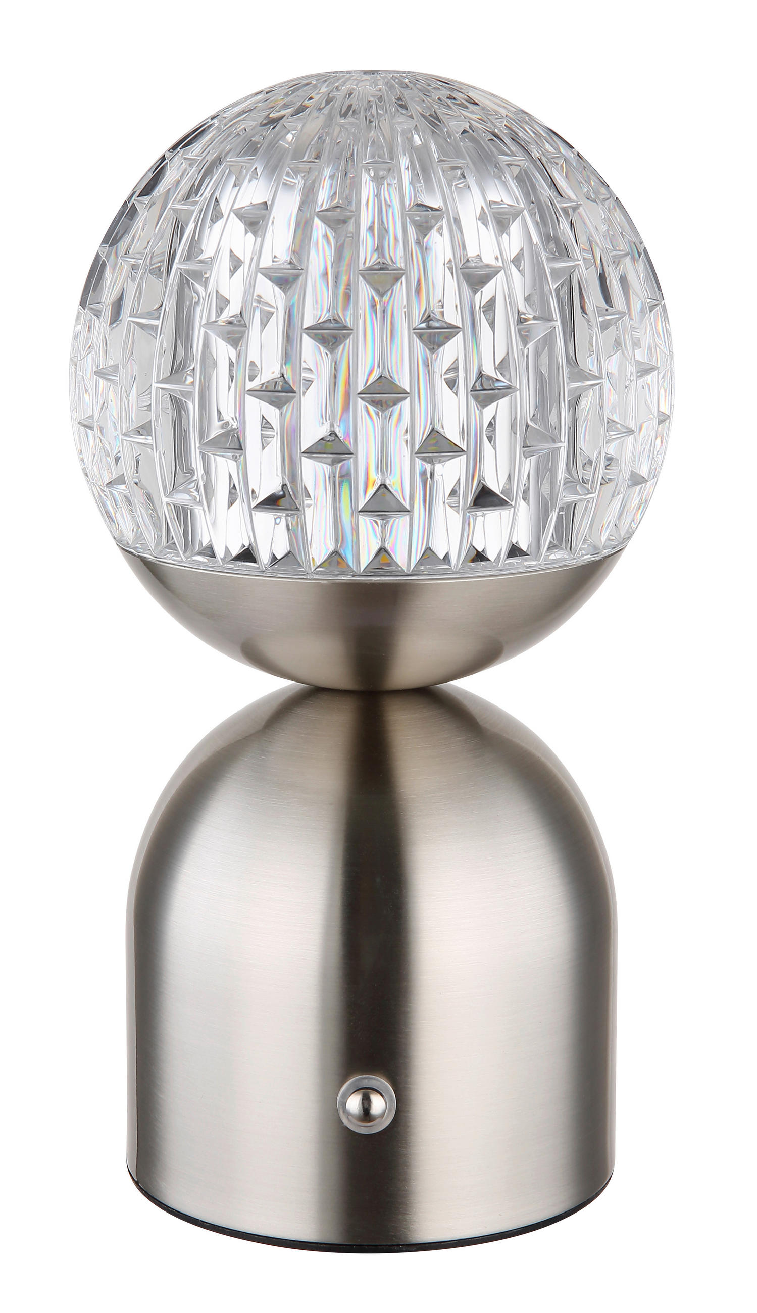 AKKU-TISCHLEUCHTE 10,5/20 cm  - Klar/Nickelfarben, KONVENTIONELL, Kunststoff/Metall (10,5/20cm)