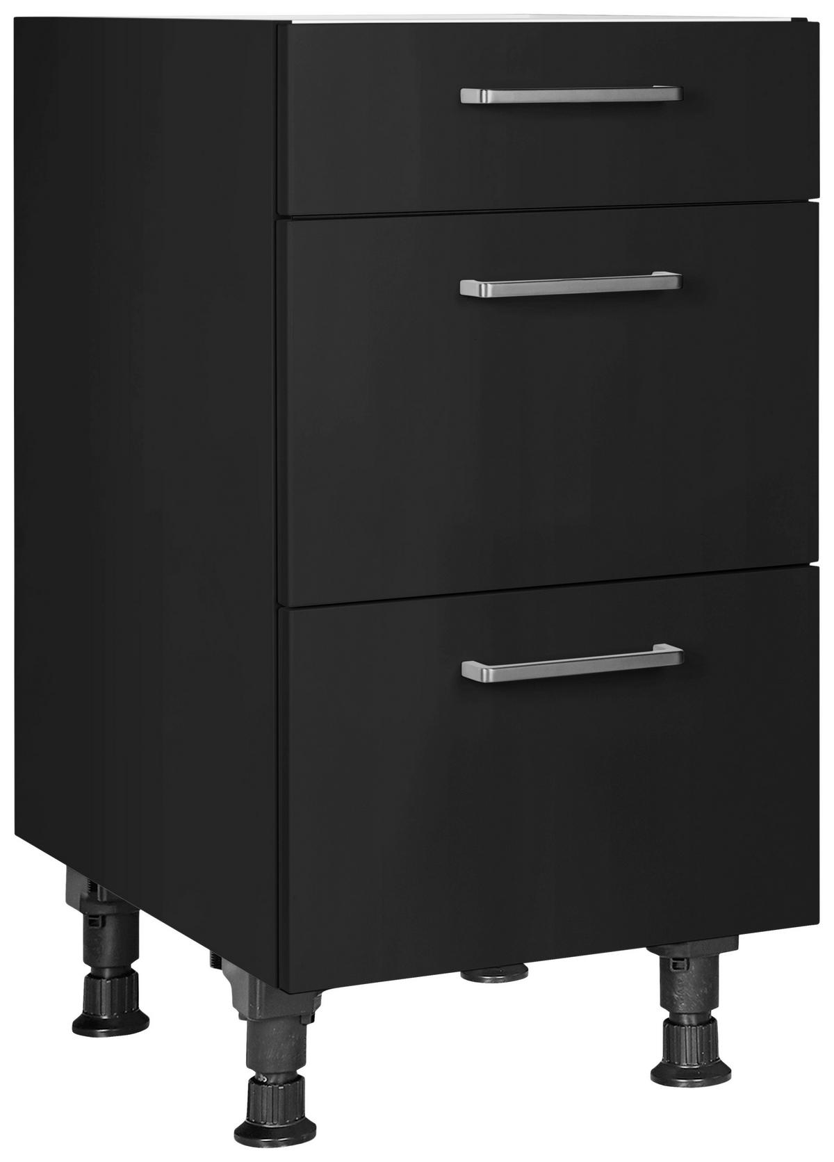 SCHUBKASTENUNTERSCHRANK 45/87/56 cm  in Schwarz  - Edelstahlfarben/Schwarz, MODERN, Holzwerkstoff/Metall (45/87/56cm) - Nobilia