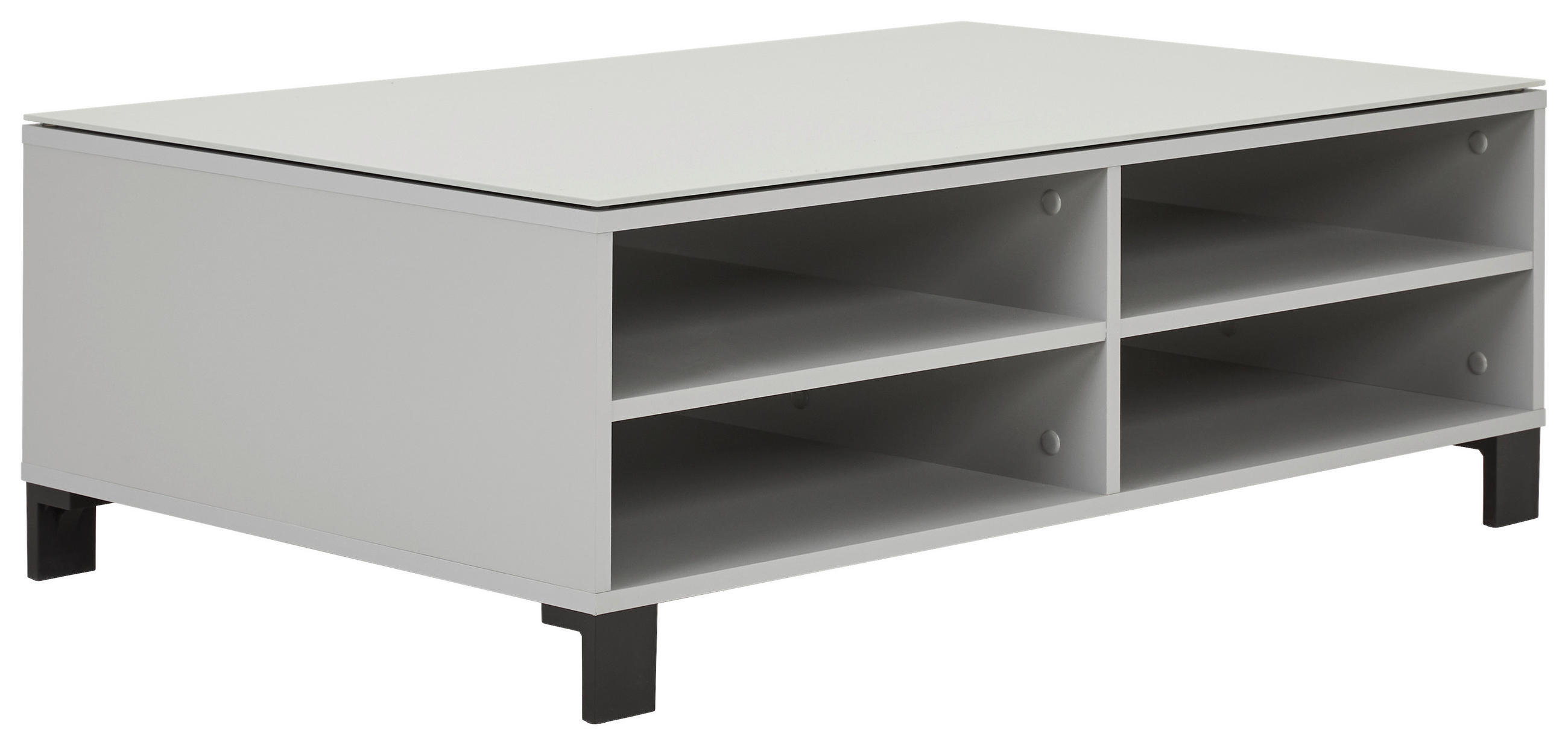 COUCHTISCH in Glas, Holzwerkstoff 110/70/37,9 cm  - Hellgrau/Schwarz, Design, Glas/Holzwerkstoff (110/70/37,9cm) - Hom`in
