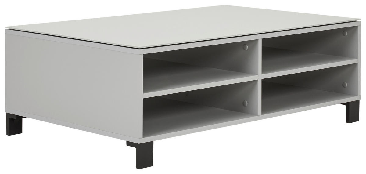 COUCHTISCH in Glas, Holzwerkstoff 110/70/37,9 cm  - Hellgrau/Schwarz, Design, Glas/Holzwerkstoff (110/70/37,9cm) - Hom`in