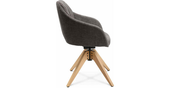 ARMLEHNSTUHL in Velours - Taupe/Eichefarben, Design, Holz/Textil (58/82,5-85,2/60cm) - Johann Jakob