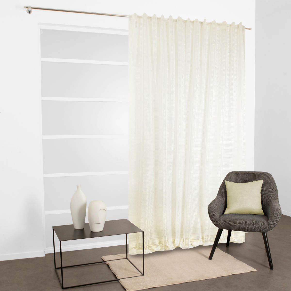 FERTIGVORHANG  transparent   280/300 cm  - Elfenbein, Basics, Textil (280/300cm)