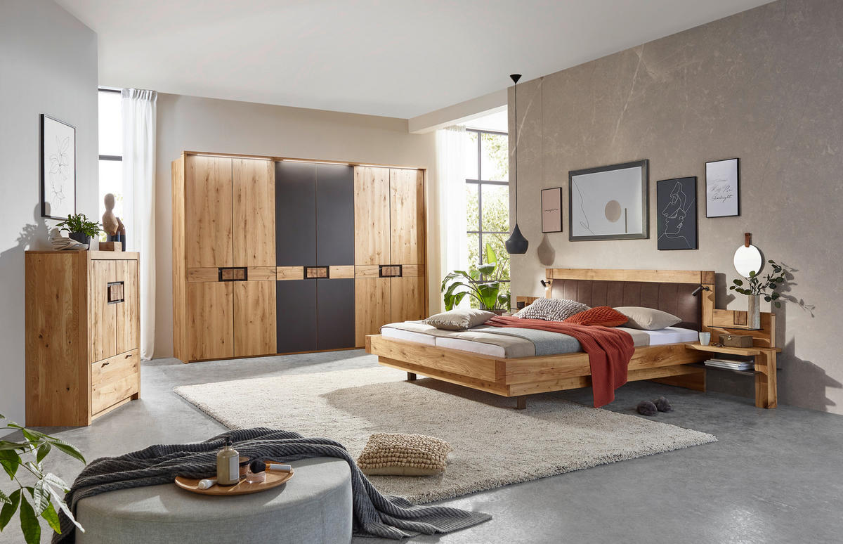 BETTANLAGE 180/200 cm  Eichefarben, Dunkelbraun   - Eichefarben/Dunkelbraun, Natur, Holz/Metall (180/200cm) - Valnatura