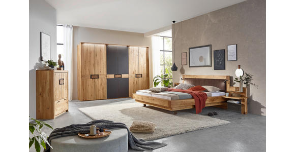 BETTANLAGE 180/200 cm  in Eichefarben, Dunkelbraun  - Eichefarben/Dunkelbraun, Natur, Holz/Metall (180/200cm) - Valnatura