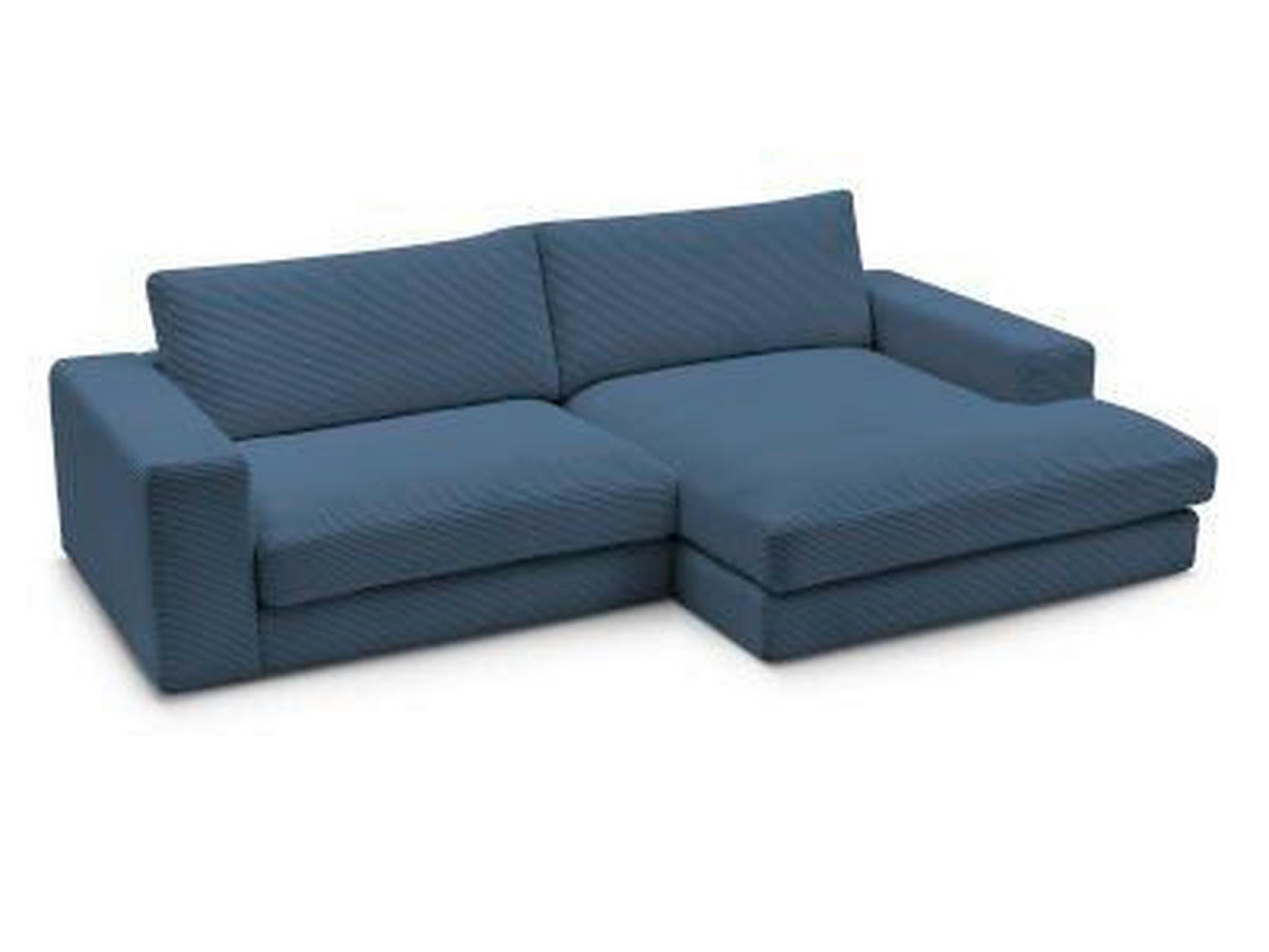 ECKSOFA  LEONARD Dunkelblau Cord  - Schwarz/Dunkelblau, MODERN, Kunststoff/Textil (274/159cm)