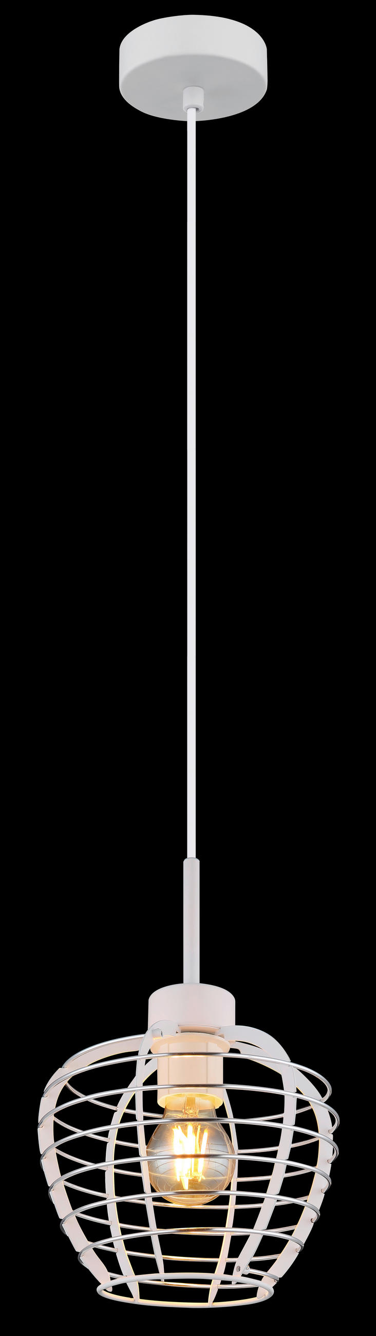 HÄNGELEUCHTE 20,5/120 cm  - Chromfarben/Weiß, Basics, Kunststoff/Metall (20,5/120cm) - Globo