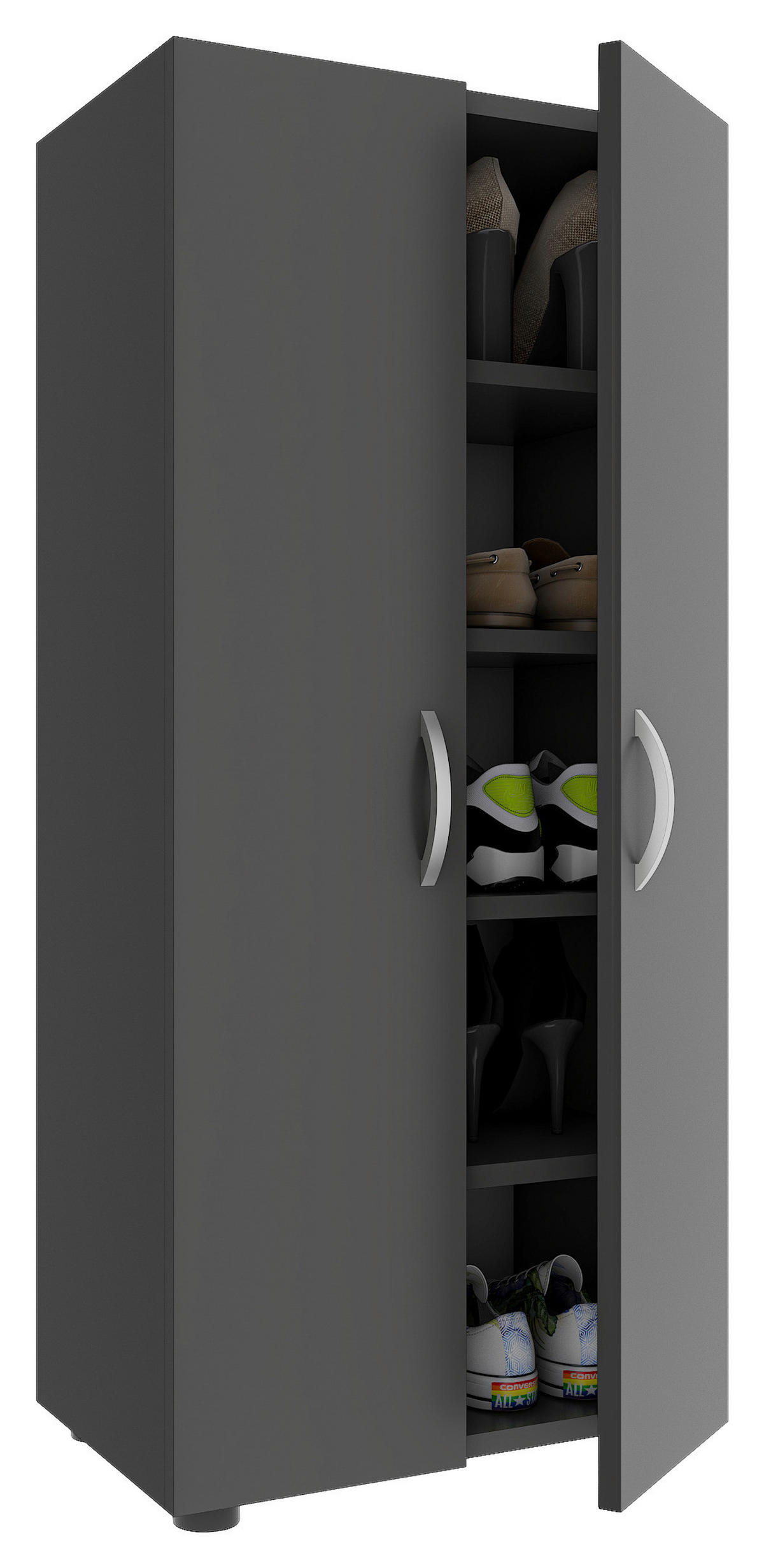 SCHUHSCHRANK Anthrazit  - Anthrazit/Alufarben, MODERN, Holzwerkstoff/Kunststoff (49/108/30cm) - MID.YOU