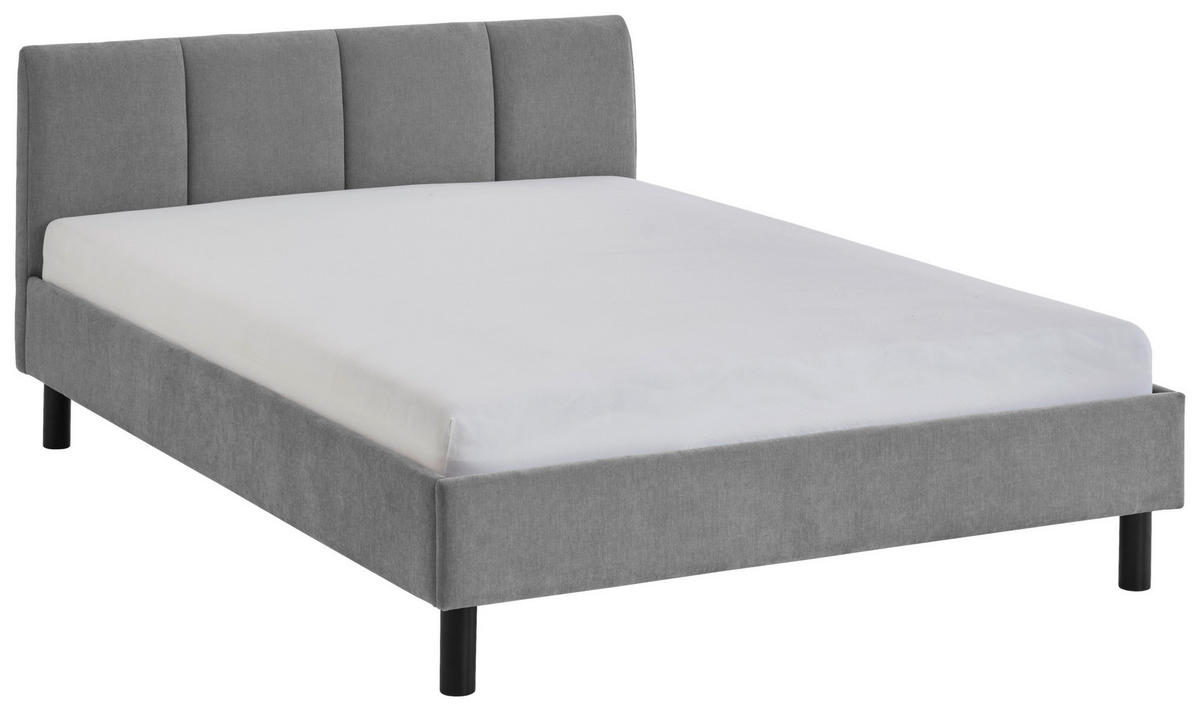 POLSTERBETT 120/200 cm, inkl.  in Grau  - Schwarz/Grau, Basics, Holz/Textil (120/200cm) - Boxxx