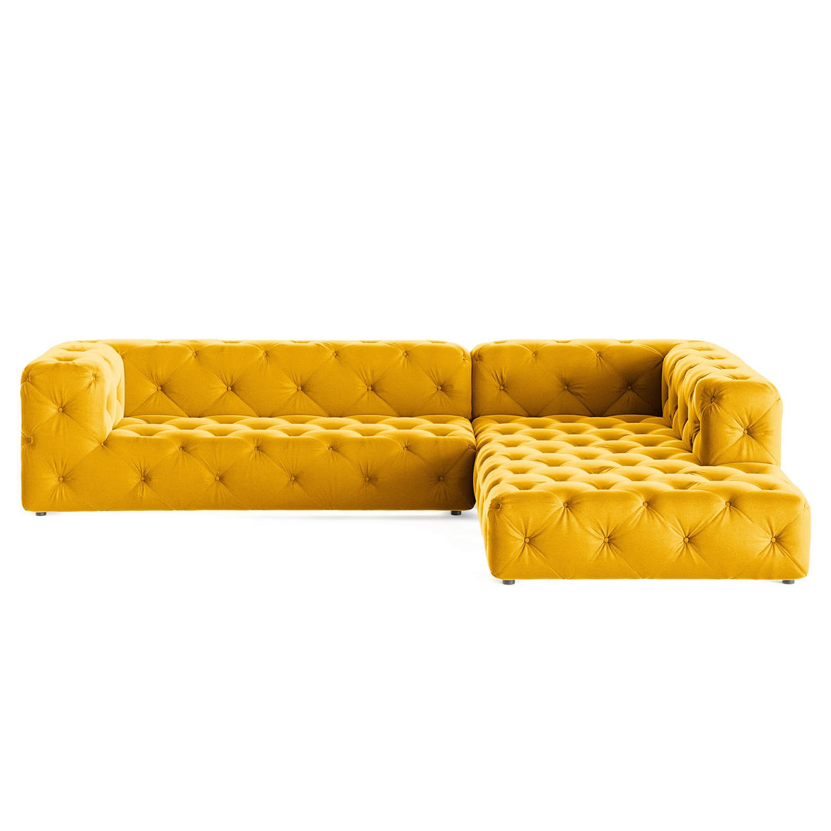 ECKSOFA Fresco in Samt Senfgelb  325/228 cm  - Senfgelb/Schwarz, Design, Kunststoff/Textil (325/228cm) - P & B