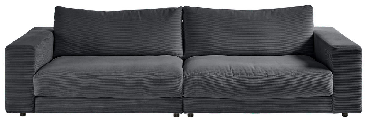 MEGASOFA in Feincord Anthrazit  - Anthrazit/Schwarz, Design, Kunststoff/Textil (290/86/127cm) - Pure Home Lifestyle