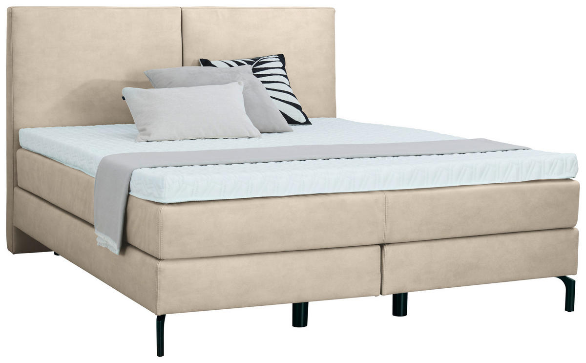 BOXSPRINGBETT 180/200 cm  in Naturfarben  - Schwarz/Naturfarben, KONVENTIONELL, Textil/Metall (180/200cm) - Dieter Knoll