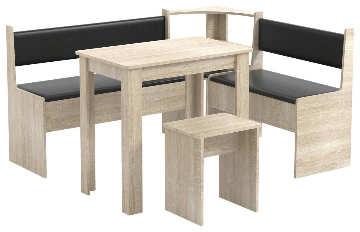 SITTGRUPP MED HÖRNBÄNK i trämaterial Sonoma ek  - Sonoma ek, Modern, trämaterial (153/115cm) - MID.YOU