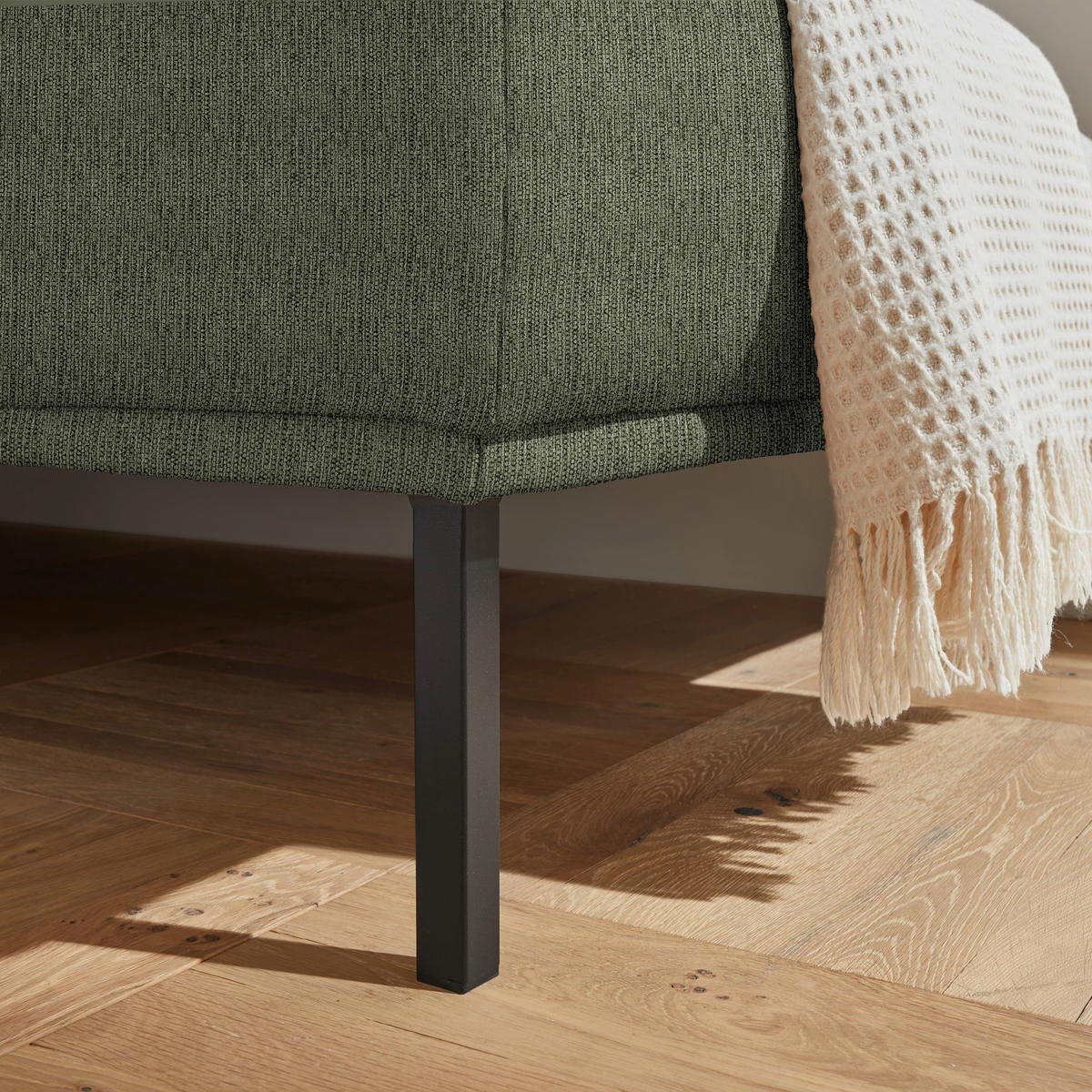 ECKSOFA  in Flachgewebe Grün  308/270 cm  - Schwarz/Grün, Design, Textil/Metall (308/270cm) - Pure Home Lifestyle