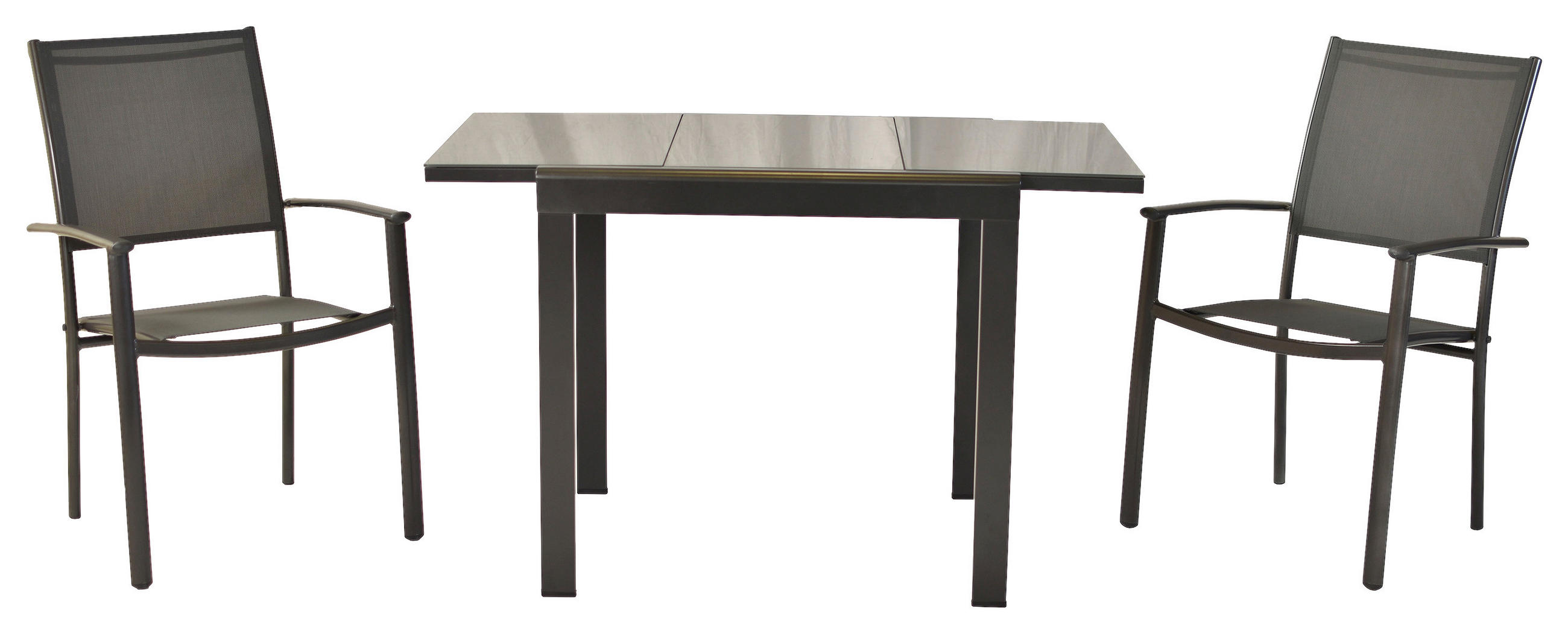 GARTENSET 3-teilig  - Graphitfarben/Grau, MODERN, Textil/Metall - Gardenson
