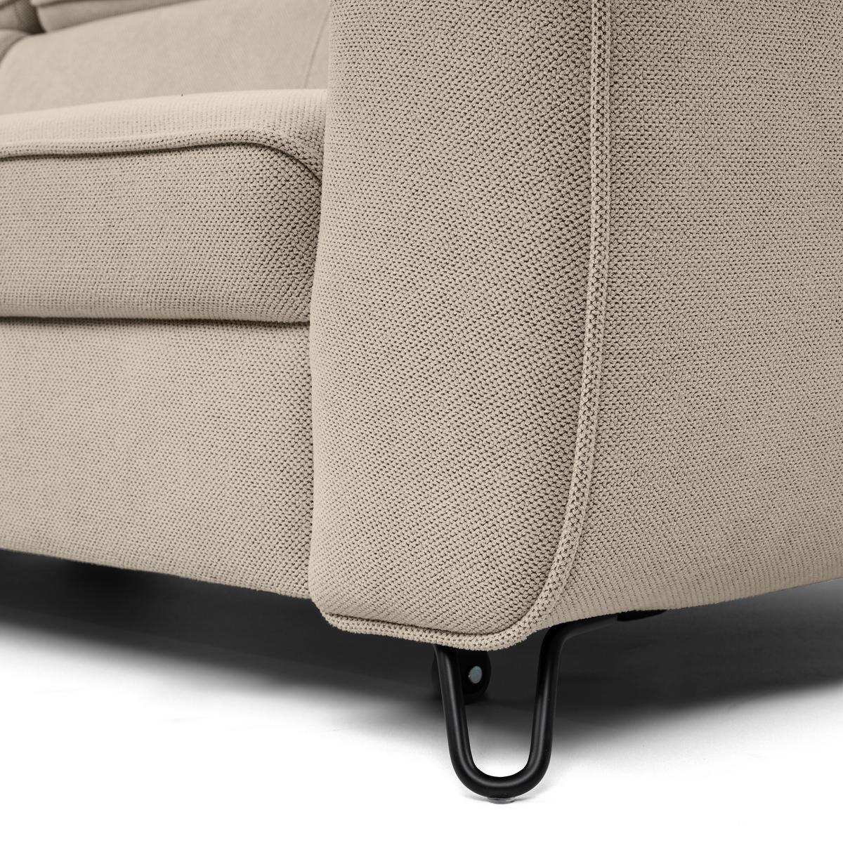 ECKSOFA in Flachgewebe Beige  - Beige/Schwarz, Design, Textil/Metall (200/250cm) - Stylife