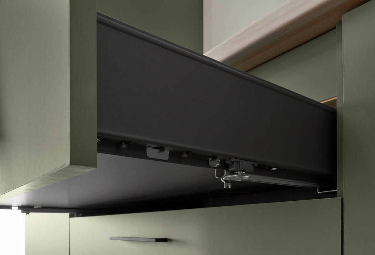 KÜCHENBLOCK 260 cm   in Grün, Mintgrün  - Beige/Schwarz, Design, Holzwerkstoff/Metall (260cm) - MID.YOU