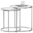 SATZTISCH 46/41/46/41/48/43 cm Silberfarben rund  - Silberfarben, Design, Glas/Metall (46/41/46/41/48/43cm) - Xora