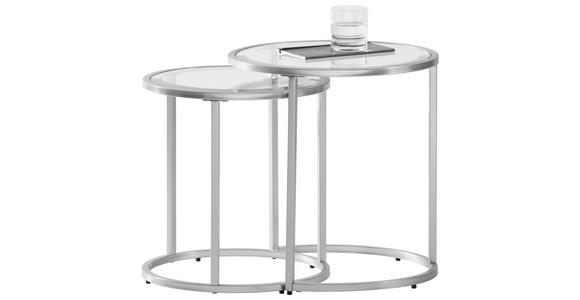 SATZTISCH 46/41/46/41/48/43 cm Silberfarben rund  - Silberfarben, Design, Glas/Metall (46/41/46/41/48/43cm) - Xora