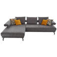 ECKSOFA in Mikrofaser Anthrazit  - Anthrazit/Schwarz, Design, Textil/Metall (224/305cm) - Dieter Knoll