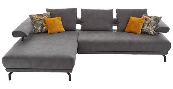 ECKSOFA in Mikrofaser Anthrazit  - Anthrazit/Schwarz, Design, Textil/Metall (224/305cm) - Dieter Knoll