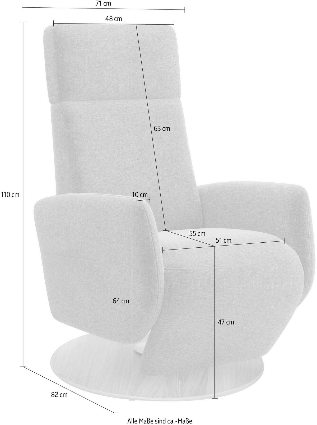 RELAXSESSEL Flachgewebe Aufstehhilfe    - Schlammfarben/Eichefarben, KONVENTIONELL, Holz/Textil (71/110/82cm) - Sit & More