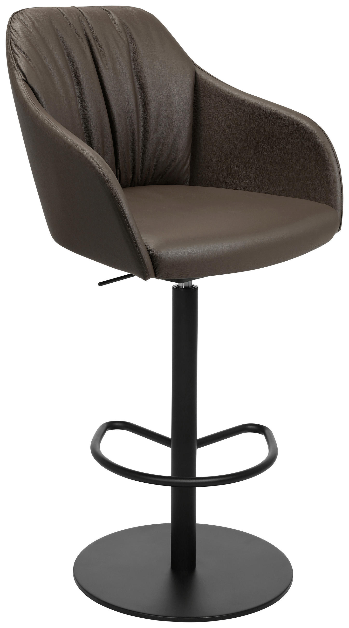 BARHOCKER in Metall, Leder Braun  - Schwarz/Braun, Design, Leder/Metall (59/109,5-120/42cm) - Johann Jakob