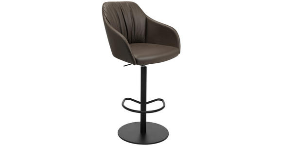 BARHOCKER in Metall, Leder Braun - Schwarz/Braun, Design, Leder/Metall (59/109,5-120/42cm) - Johann Jakob