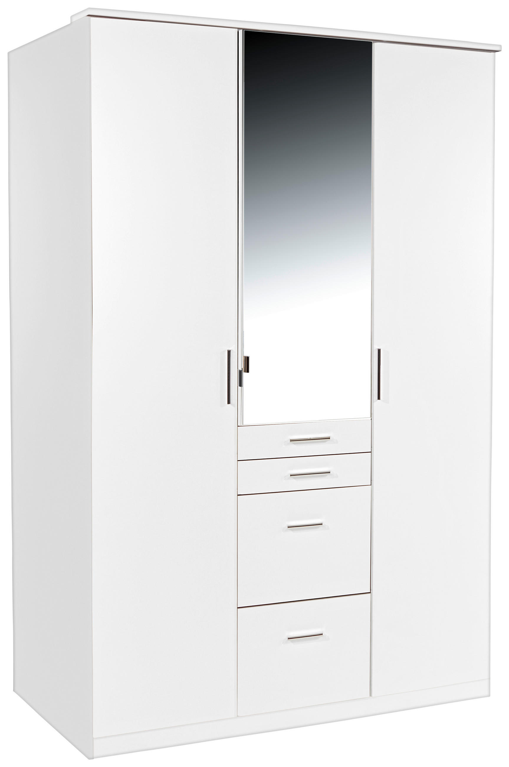 GARDEROB 135/198/58 cm 3-dörrar - vit/aluminiumfärg, Klassisk, trämaterial/plast (135/198/58cm) - MID.YOU